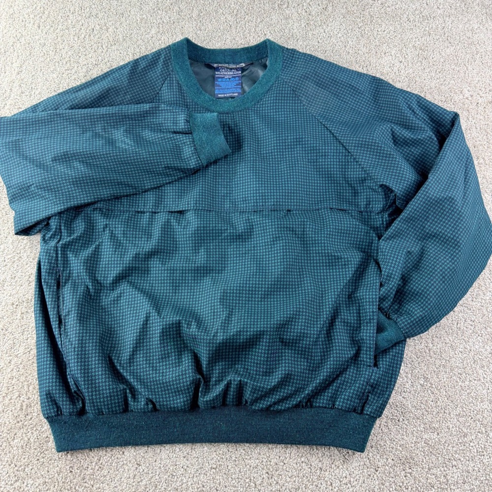 Sunderland of Scotland Weatherbeater Men S‎ Teal Plaid Waterproof Pullover Golf